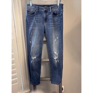 Judy Blue Relaxed Fit Womens Jeans Mid-Rise Highly Distressed Stretch Size 11/30